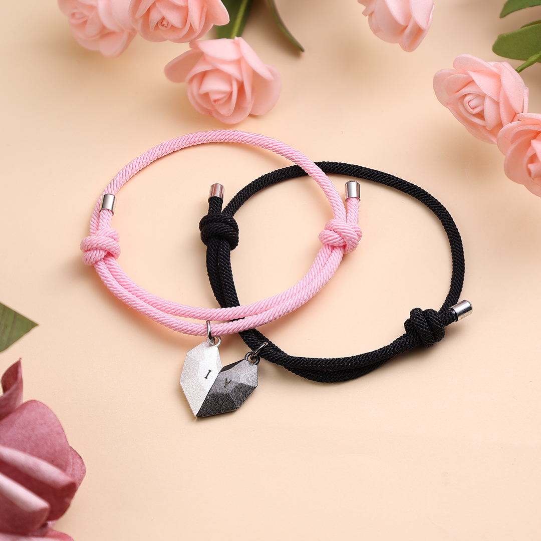 2PCS Bracelet Initiale corde 2 lettres personnalisées pour couple｜Jessemade