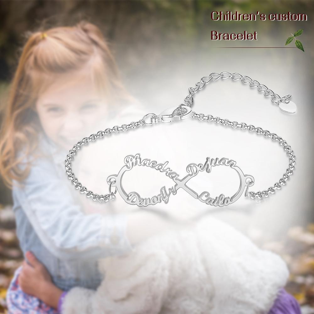 Bracelet Prénom Personnalisé infini 4 prenoms pour enfant