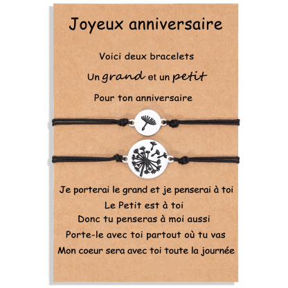 Jessemade FR 2PCS Ensemble de Bracelets Pissenlit - Cadeau Anniversaire