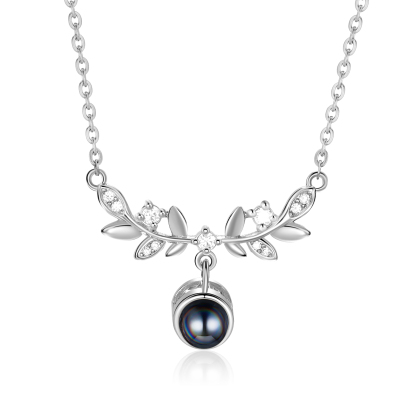 Collier Pendentif Feuille de Projection Photo Personnalisée