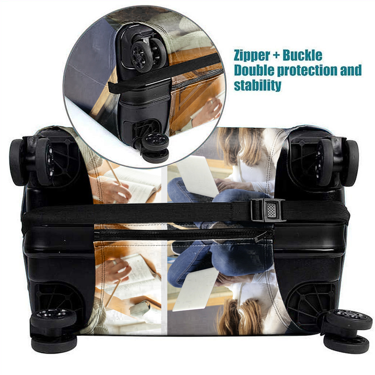 Housses de Valise 1 Prénom Personnalisé avec Lettre et 4 Photos