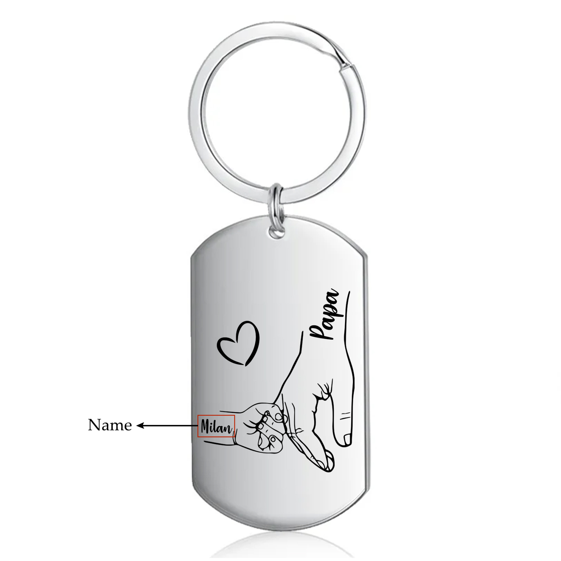 À Mon Papa - Porte-Clés la Main dans la Main 1-4 Noms Personnalisés