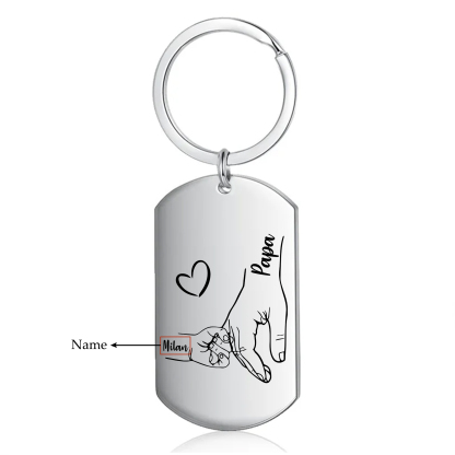 À Mon Papa - Porte-Clés la Main dans la Main 1-4 Noms Personnalisés