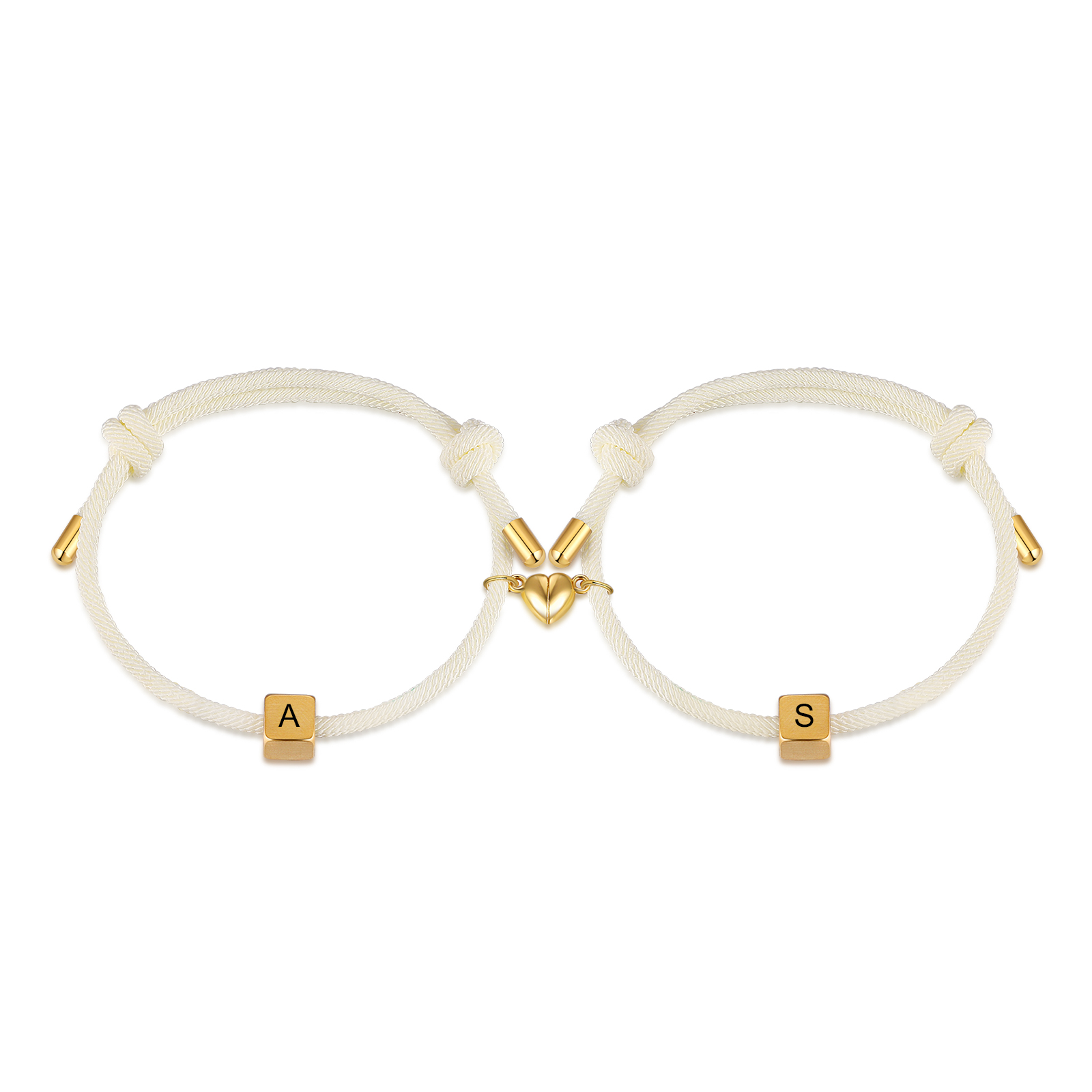 Bracelet Initiale Magnétique 2 Lettres Personnalisées pour Couple｜Jessemade