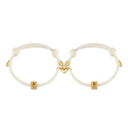 Bracelet Initiale Magnétique 2 Lettres Personnalisées pour Couple｜Jessemade