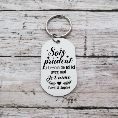 Porte-Clés 2 Prénoms et 1 Photo Personnalisés pour Couple