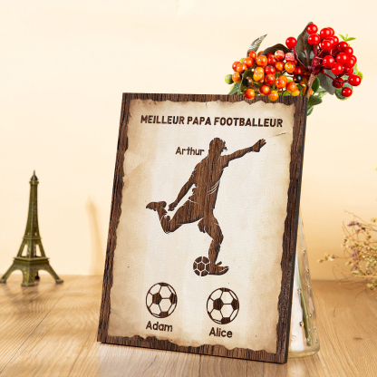 À Mon Papa-Cadre en Bois Football 3 Prénoms Personnalisés