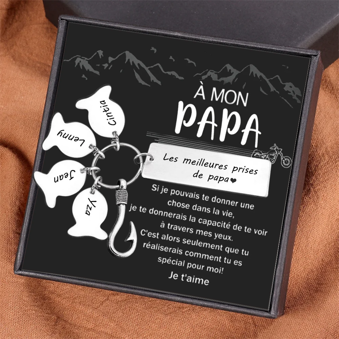 À mon Papa - Porte-Clés 4 Prénoms Personnalisé | Cadeau Fête des Pères | Jessemade
