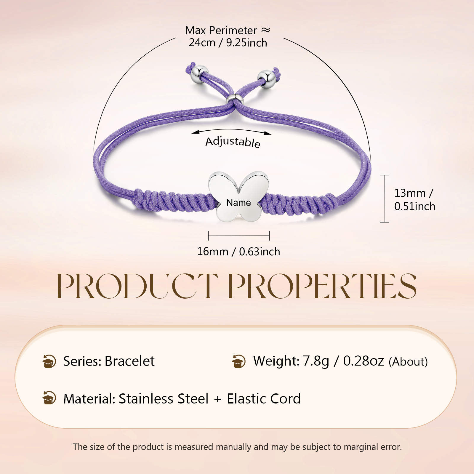 Bracelet Papillon Prénom Personnalisé Corde élastiques - Cadeau Rentrée Scolaire