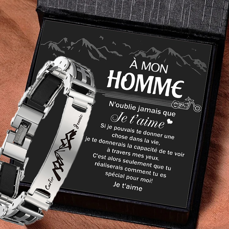 À Mon Homme - Bracelet Gourmette 2 Prénoms Personnalisés Pour Homme-Jessemade FR