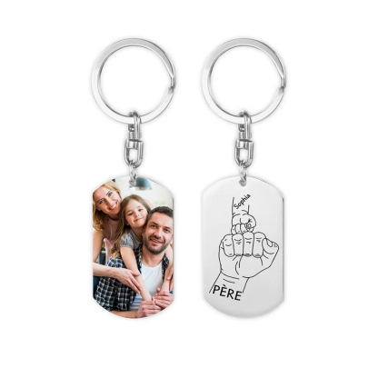 À Papa - Porte-clés gravé Poings 1 Prénom personnalisé avec photo porte cles gravés | Jessemade