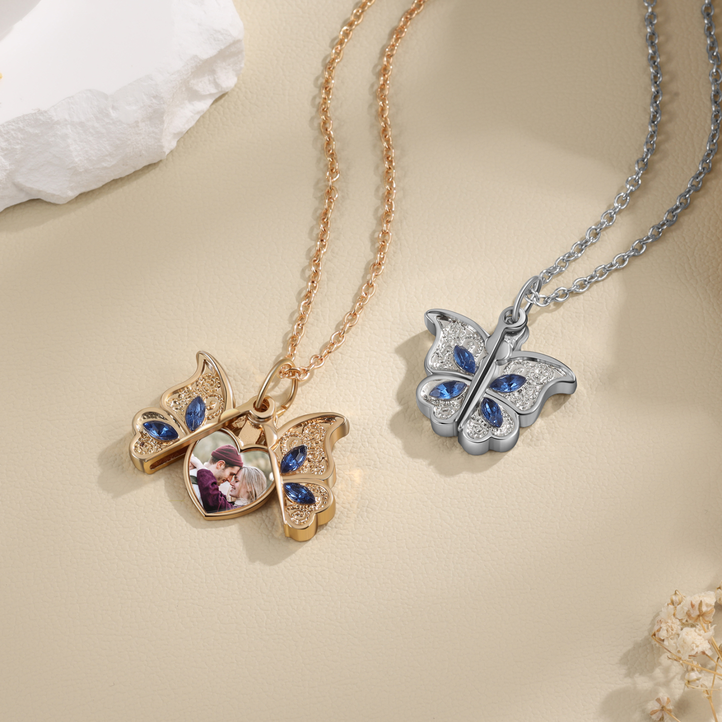 Collier ouvert Papillon photo Personnalisée Pendentif