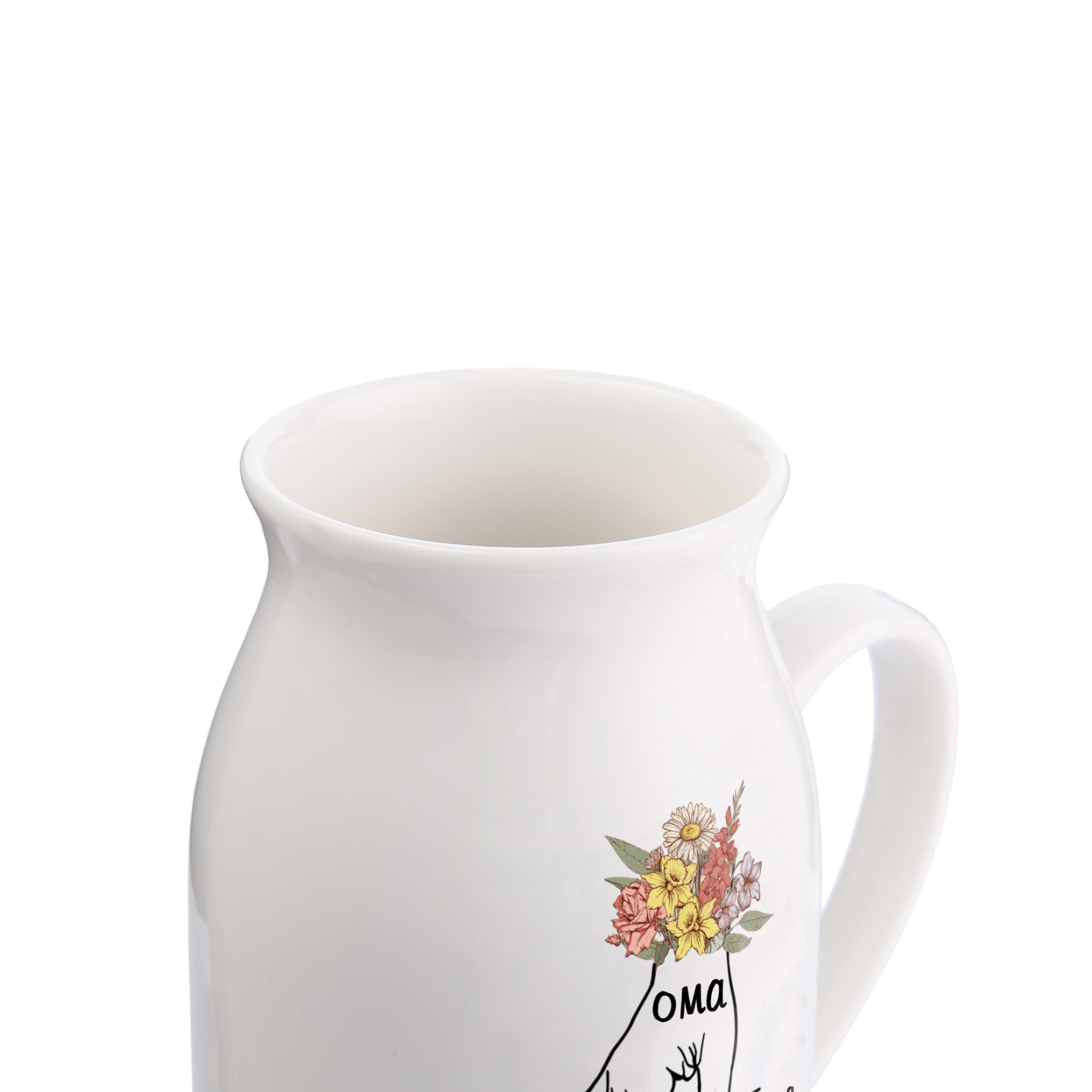 Vase à Fleurs la main dans la main 3 Prénoms Personnalisés avec Texte Décoration de la Maison