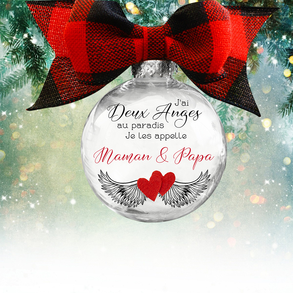 Boule transparente de plumes aile Ornements 2 Prénom Personnalisé boul