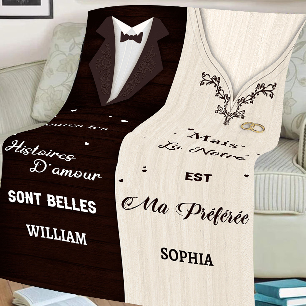 Couverture Plaids Polaire 2 Prénoms Personnalisés | Jessemade