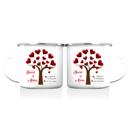 Tasse émaillée 2 Prénoms Personnalisés avec Texte et Date pour Couple