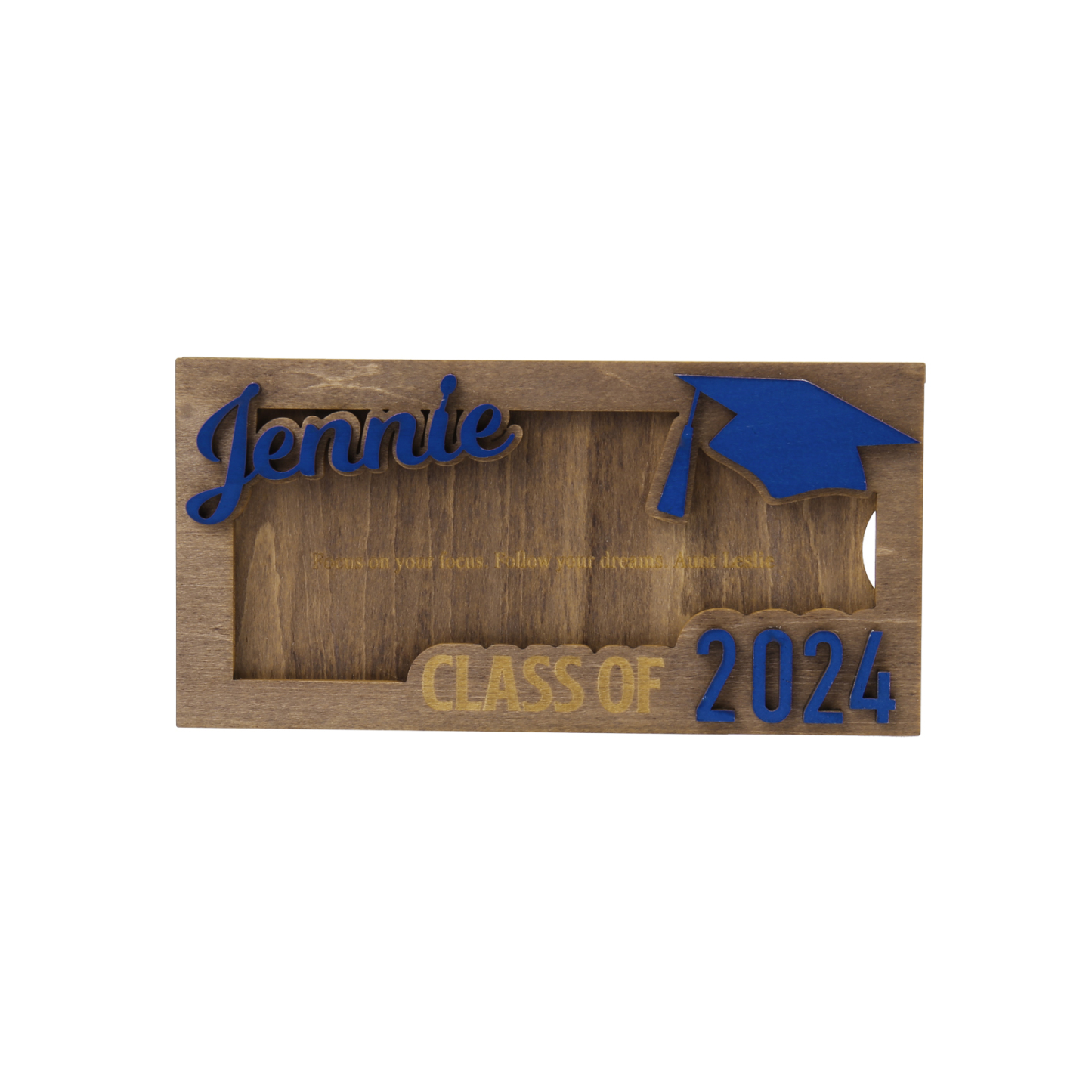 Porte-Cartes Diplômé en bois Prénom et Texte Personnalisés Cadeau de Graduation