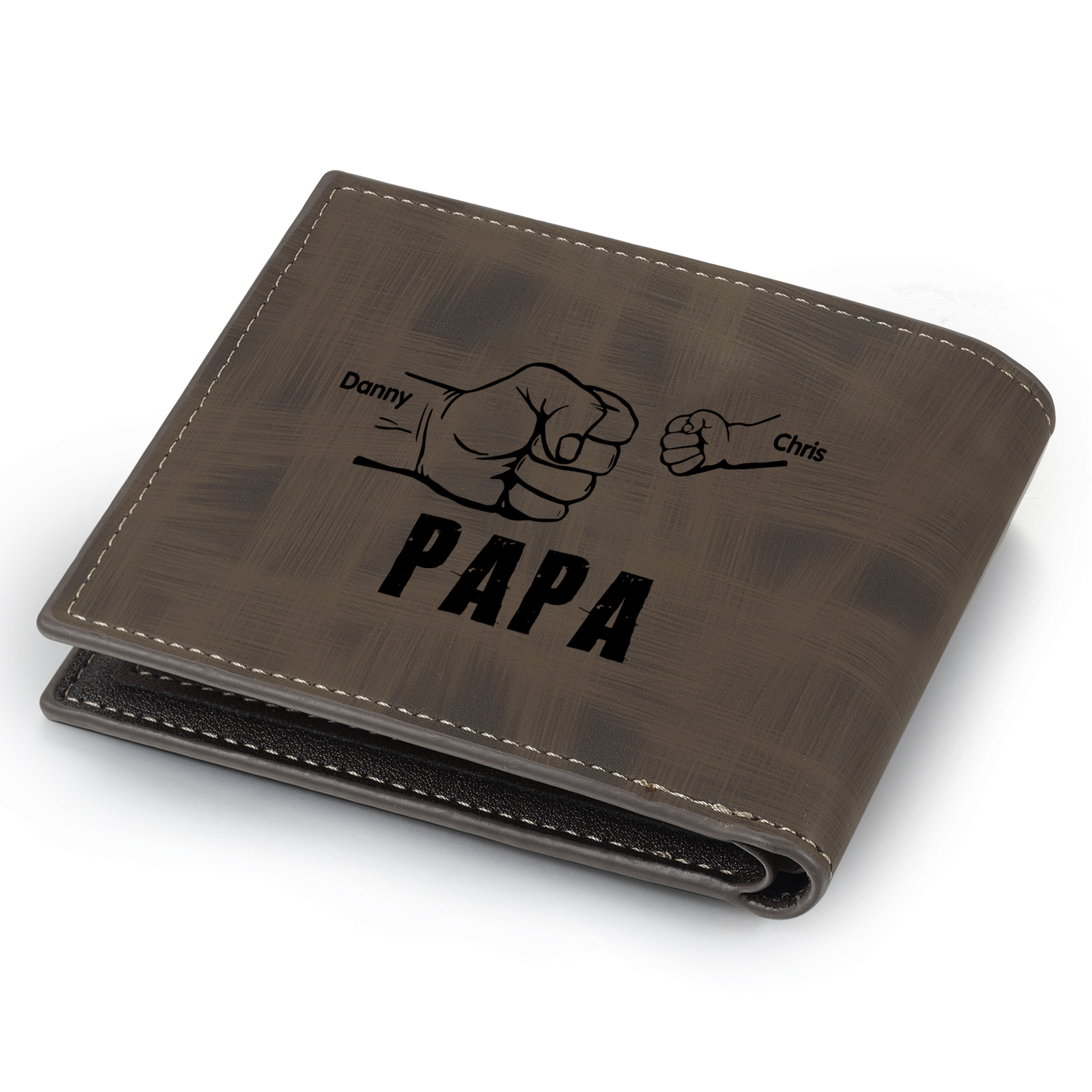 À mon Papa - Portefeuille Poings 2 Prénoms Personnalisés avec Photo Classique Homme Porte-Monnaie Carte