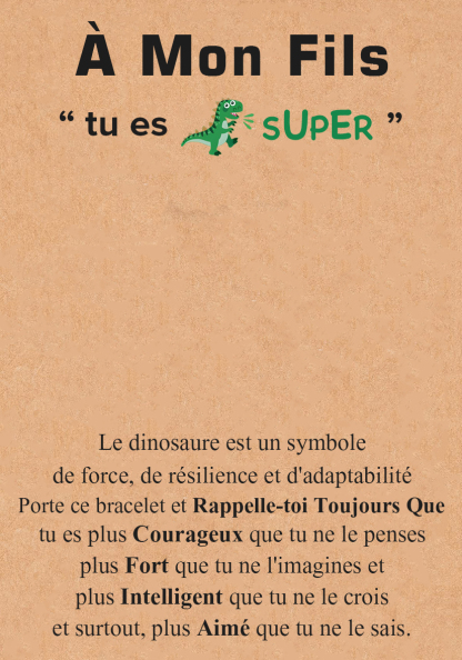 Bracelets Dinosaure Corde tressée - Cadeau Rentrée Scolaire