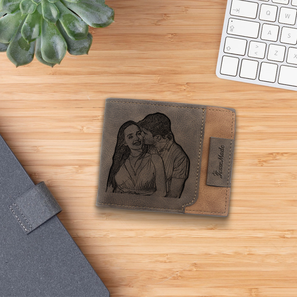 Portefeuille Classique 1 Prénom et Lettre Personnalisés avec Photo Porte-Monnaie Carte