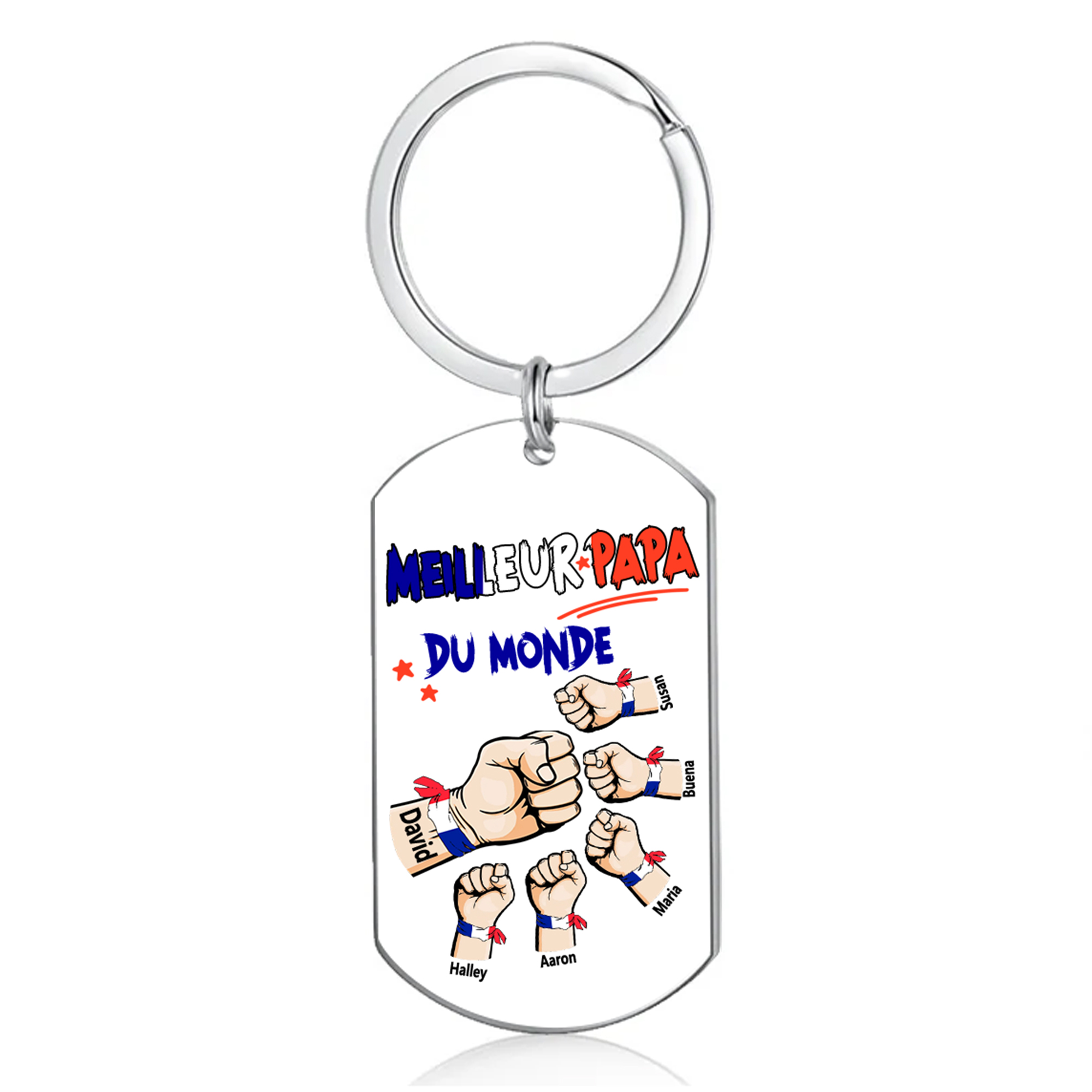 À mon Papa - Porte-Clés Poings 6 Prénoms Personnalisés