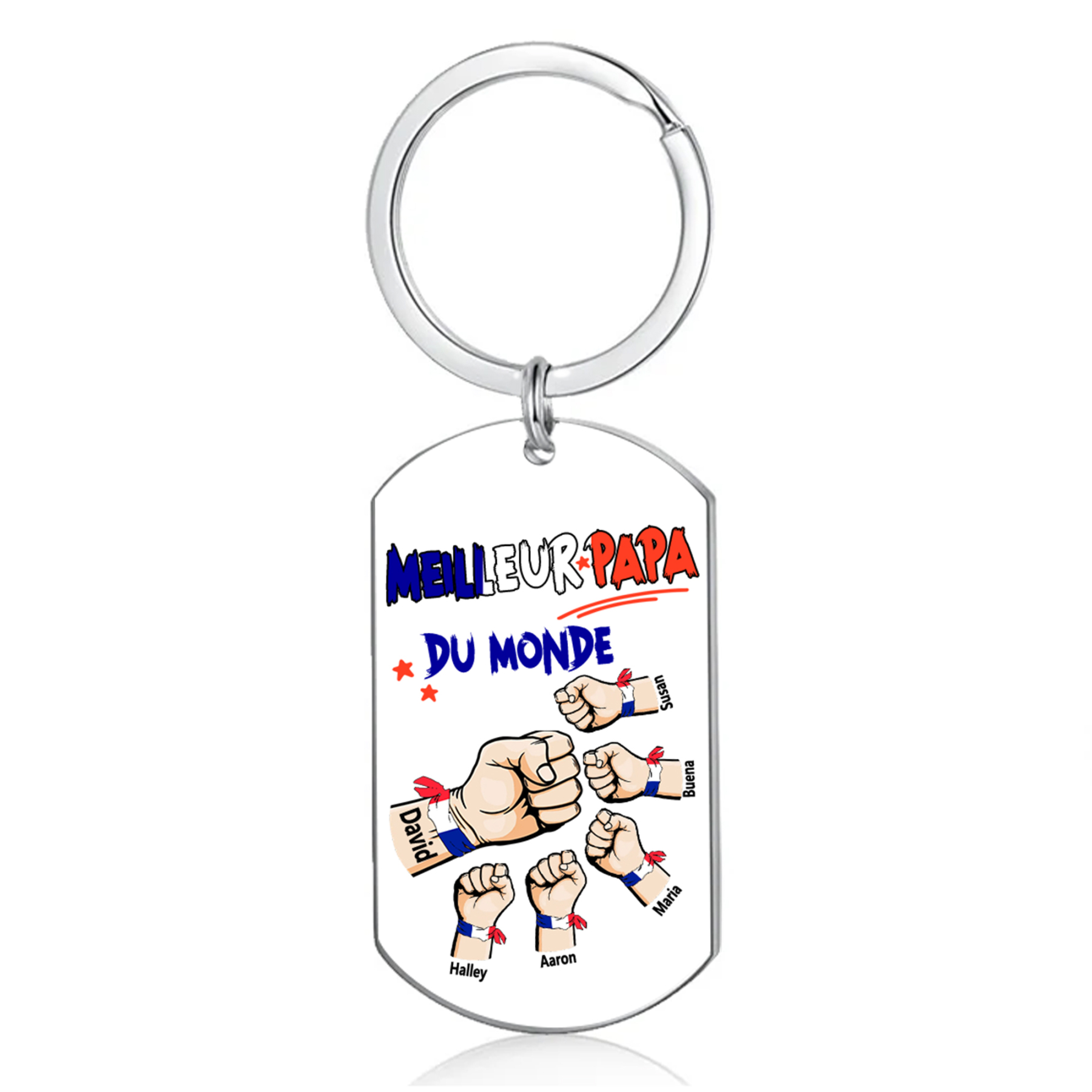 À mon Papa - Porte-Clés Poings 6 Prénoms Personnalisés