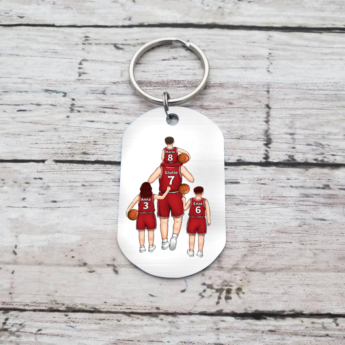 À mon Papa - Porte-Clés Famille de Basket-Ball 2-5 Prénoms Personnalisés | Jessemade