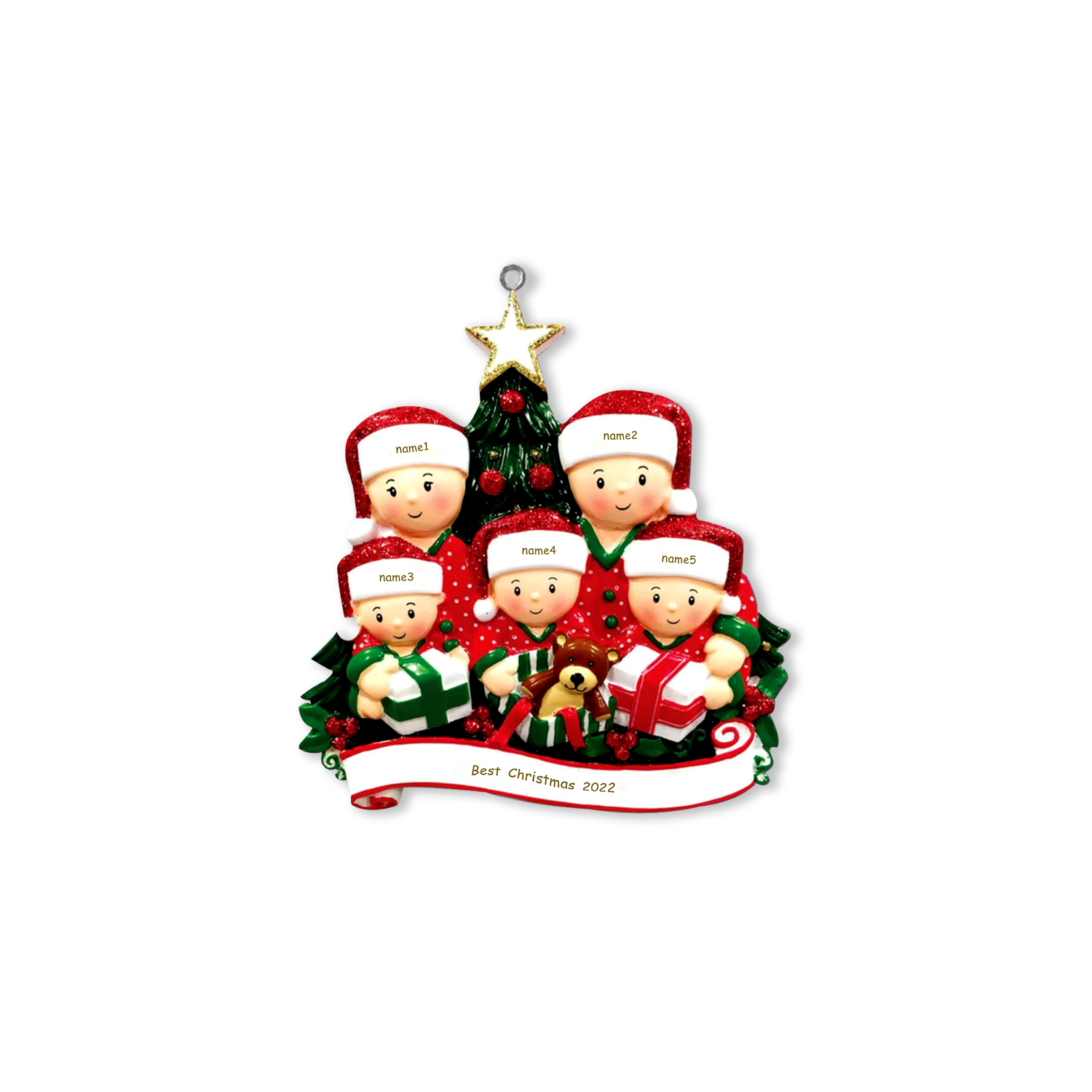 Décoration Sapin Noël Poupée 5 Prénoms Personnalisés et texte
