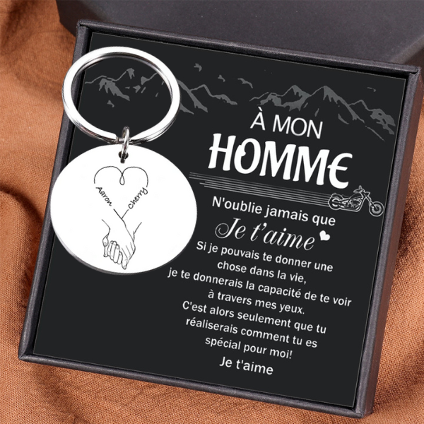 Porte-Clés La Main Dans La Main 2 Prénoms Personnalisés porte cles gravés | Jessemade