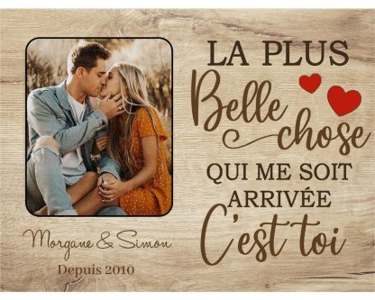 Cadre en bois de Saint-Valentin 2 Prénoms personnalisé avec photo et année | Jessemade
