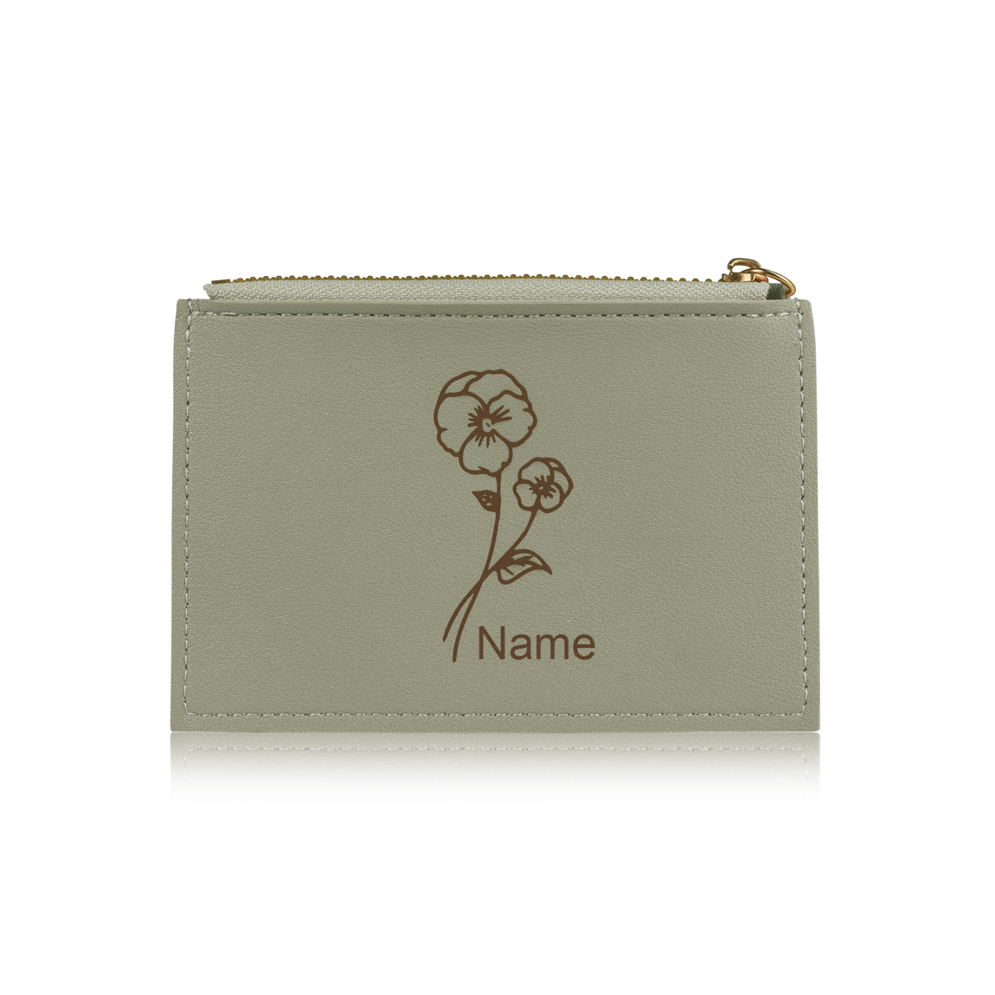 Portefeuille Femme Prénom et Texte Personnalisés avec Fleurs de naissance Porte-Monnaie Carte