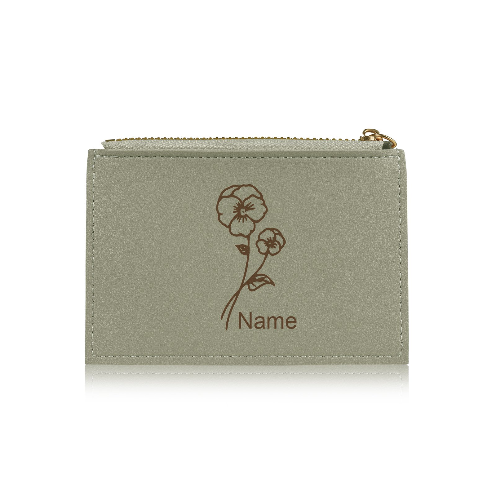 Portefeuille Femme Prénom et Texte Personnalisés avec Fleurs de naissance Porte-Monnaie Carte
