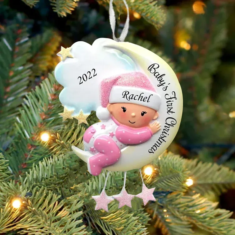 Ornements de Noël en Bois 1 Prénom Personnalisé avec texte et années cadeau pour BéBé