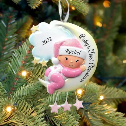 Ornements de Noël en Bois 1 Prénom Personnalisé avec texte et années cadeau pour BéBé