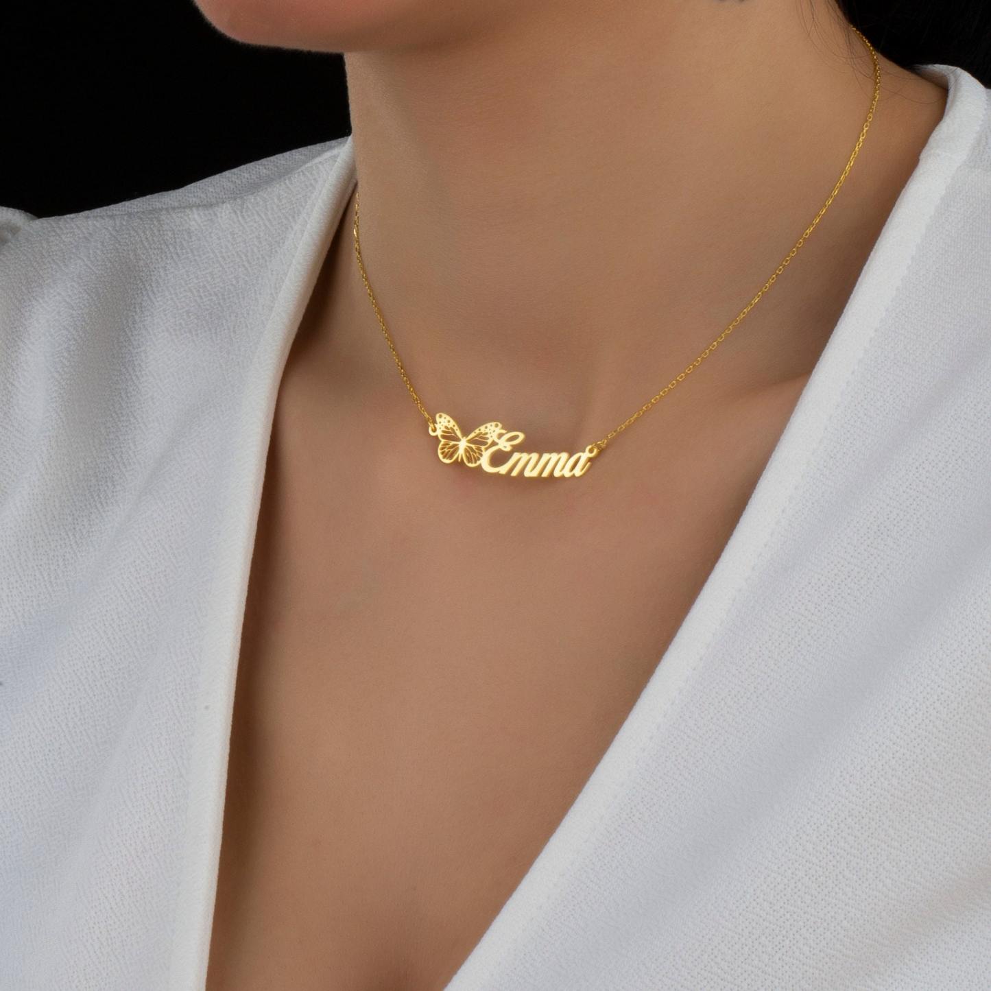 Collier Prénom Personnalisés Papillon