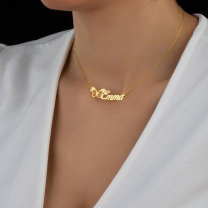 Collier Prénom Personnalisés Papillon