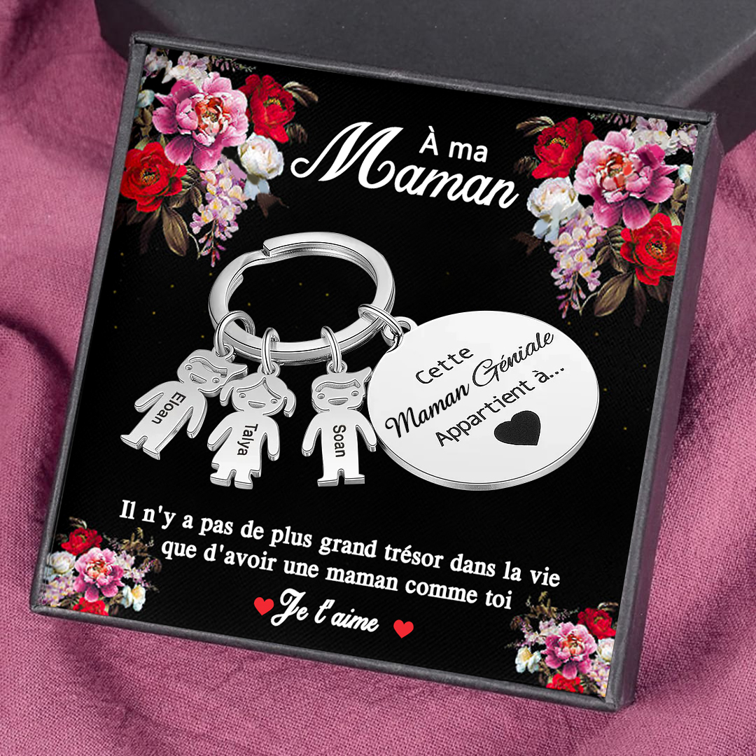 À ma Maman - 1-5 Noms Porte-Clés Personnalisés avec Texte Porte-Clés Breloques Enfants 