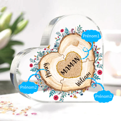 À ma Maman/Mamie - Plaque Acrylique Morceaux de coeur 3 Prénoms Personnalisés