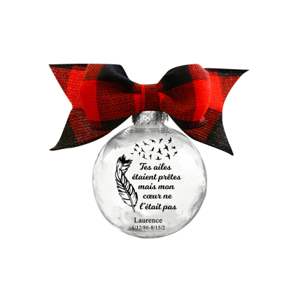 Boule transparente de plumes Ornements Prénom Personnalisé avec date boule de noël | Jessemade