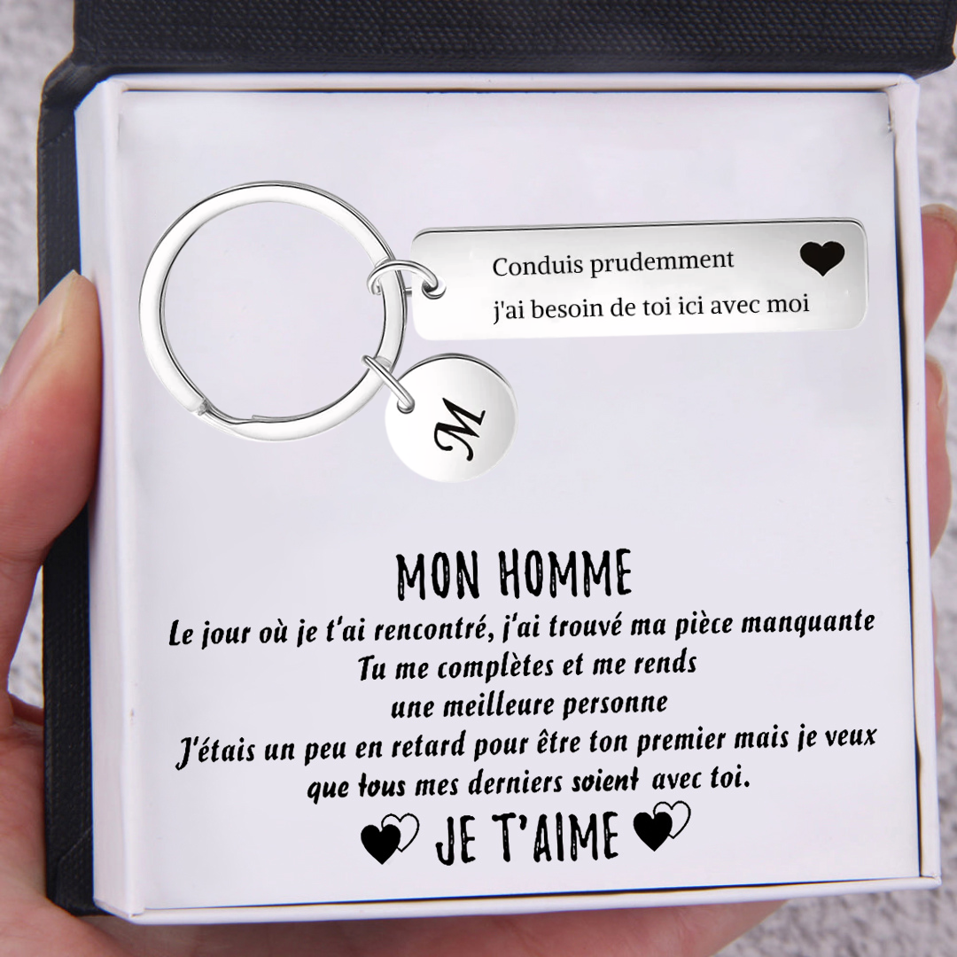 À Mon Homme-Conduis prudemment - Porte-clés 1 Lettre Personnalisé Breloque