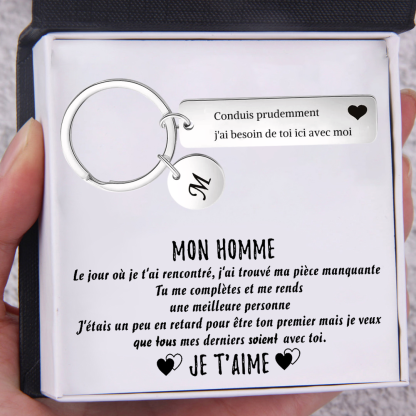 À Mon Homme-Conduis prudemment - Porte-clés 1 Lettre Personnalisé Breloque