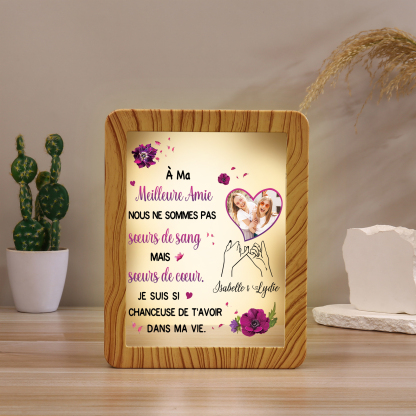 À ma Meilleure Amie - Cadre Photo/Miroir LED multifonctionnel 2 Prénoms Personnalisés avec 1 Photo