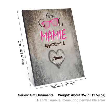 À ma Mamie - Cadre en Bois 1 Prénom Personnalisé cadeau pour Mamie