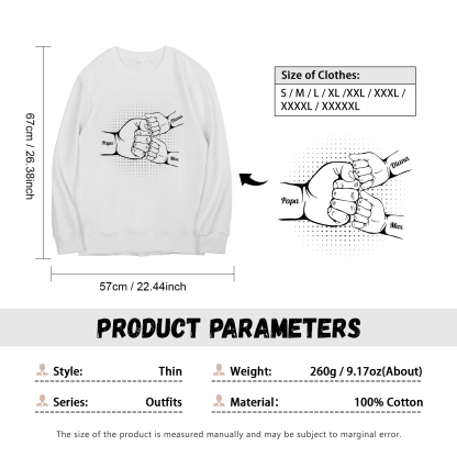 Sweat-Shirt Poings 3 Prénoms Personnalisés