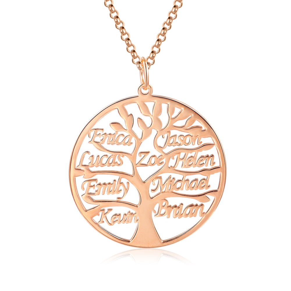 Collier Argent Arbre de vie Arbre généalogique 9 prenoms