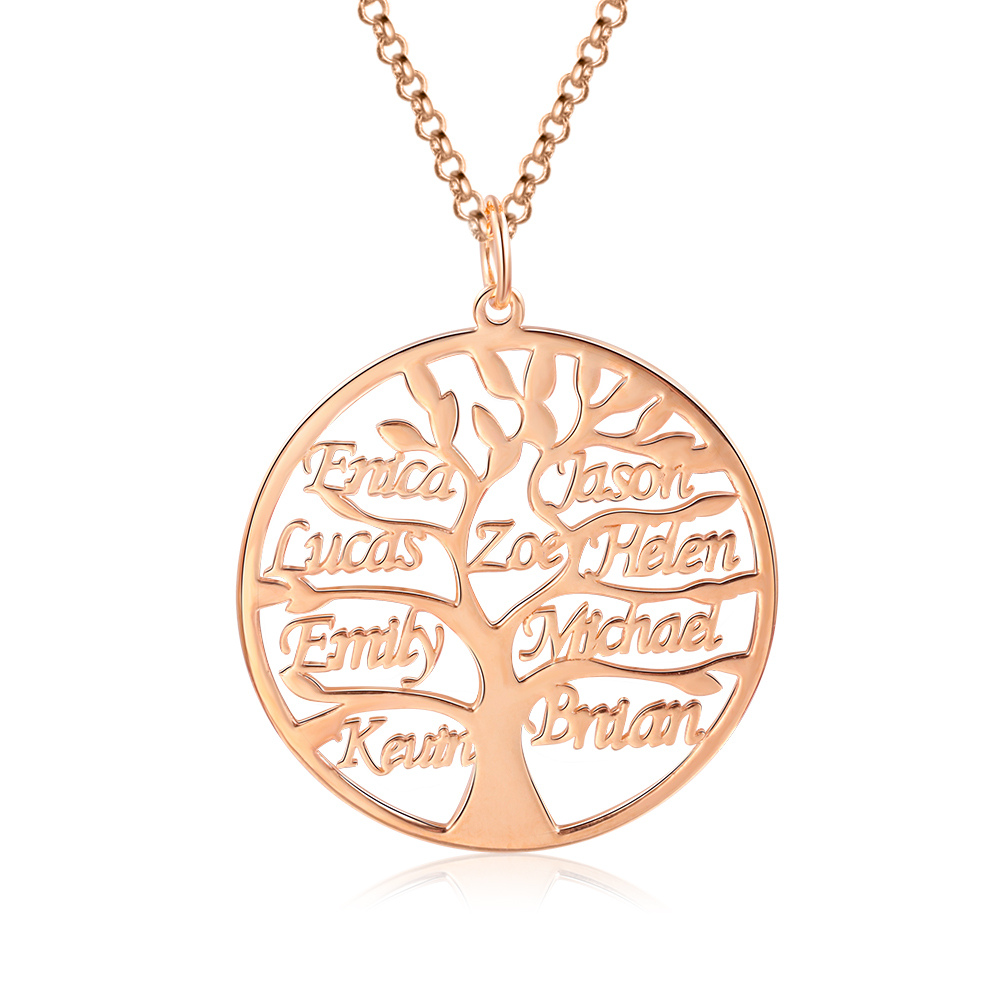 Collier Argent Arbre de vie Arbre généalogique 9 prenoms