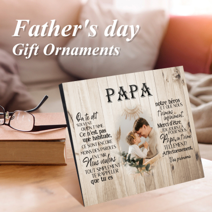 PAPA - Cadre en bois personnalisé texte avec photo | Cadeau Fête des Pères | Jessemade