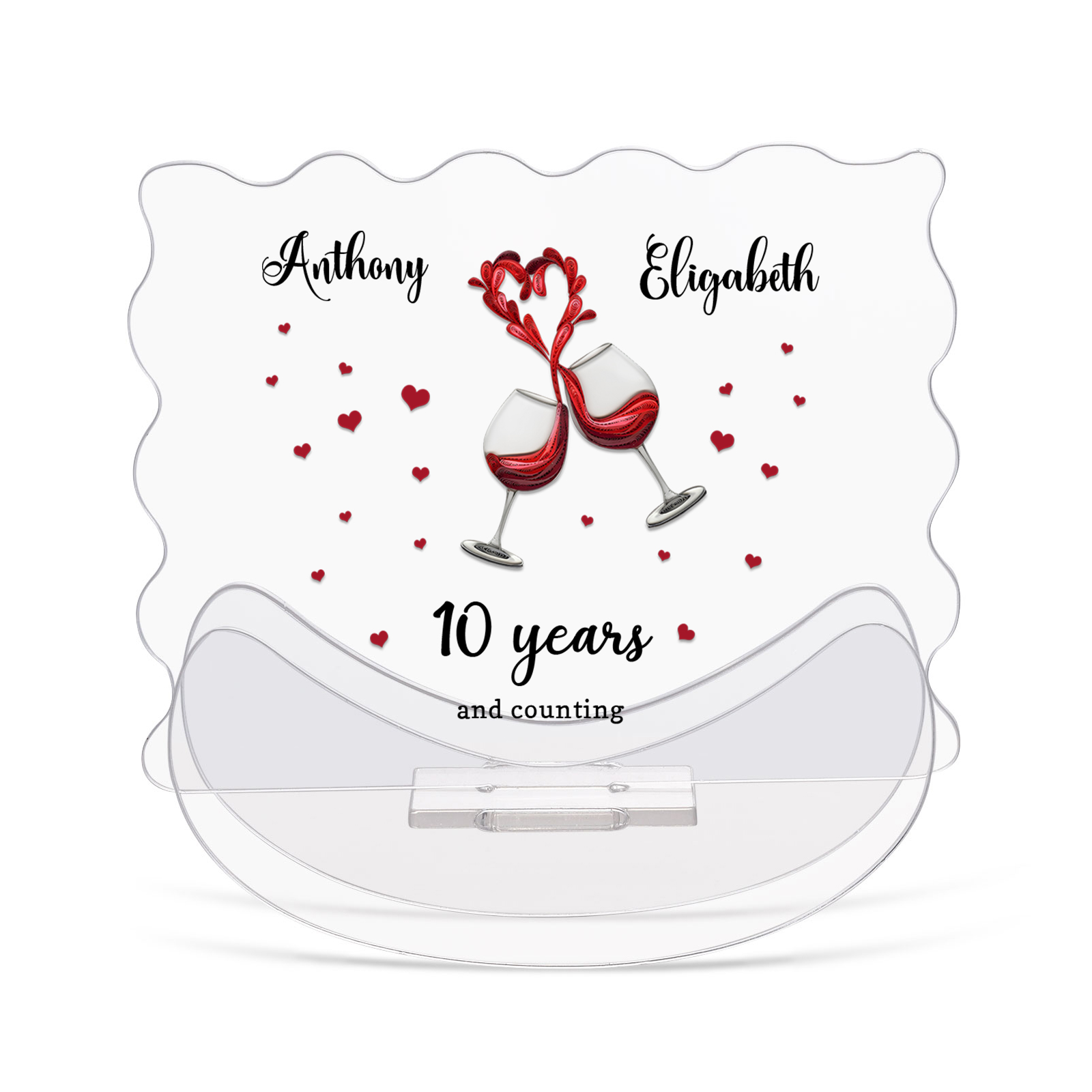 Ornements Panneau Acrylique 2 Prénoms et 1 Texte Personnalisés pour Couple