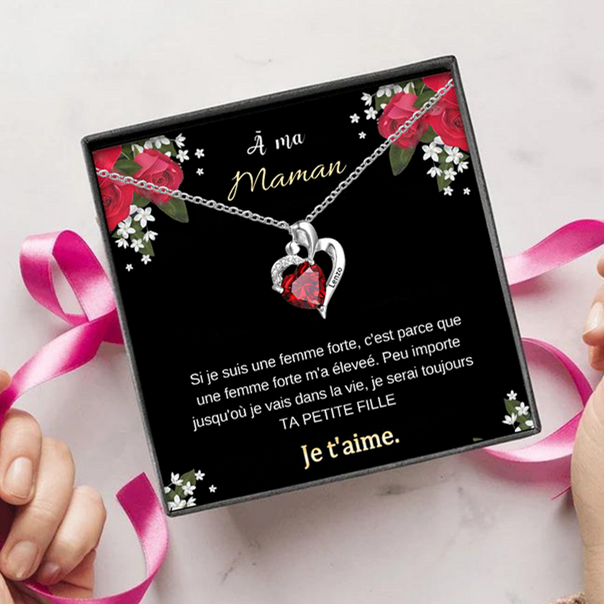 À Ma Maman-Collier coeur 1 Prénoms Personnalisés avec pierre de naissance