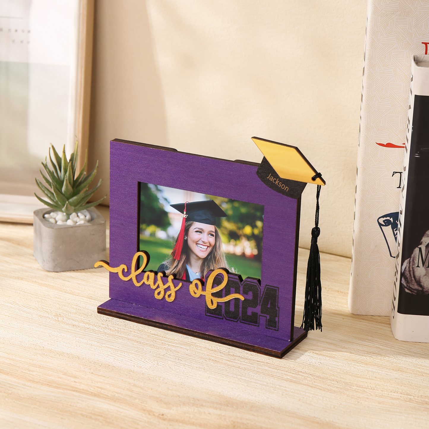 Cadre Photo Diplômé Prénom et Photo Personnalisés Décoration en bois Cadeau de Graduation